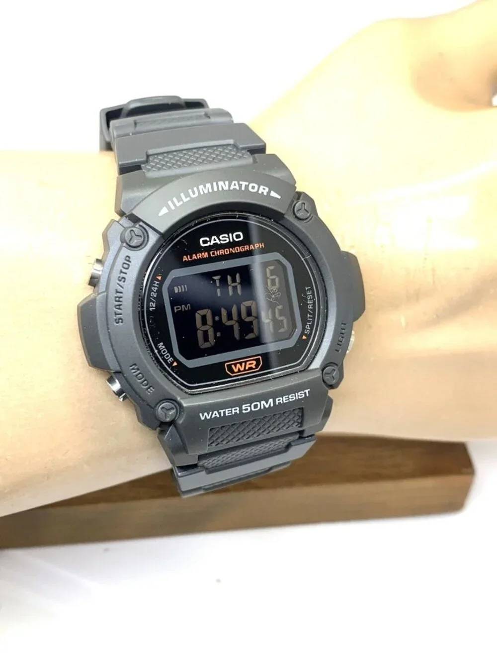 Casio Men's Watch W219H Illuminator Quartz Digital 42mm Gray Resin Sport 3224